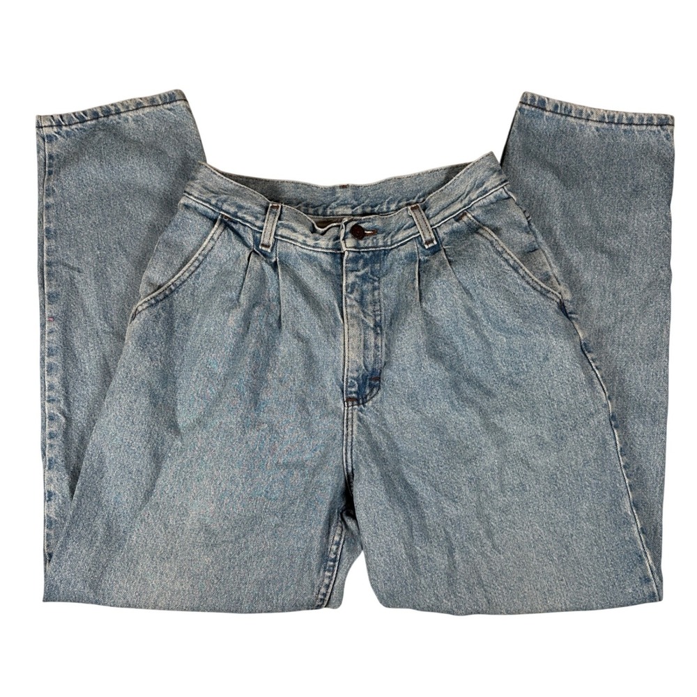 Vintage Lee Bareback western High Waist Pleated Mom Jeans Light Denim 80s 90s